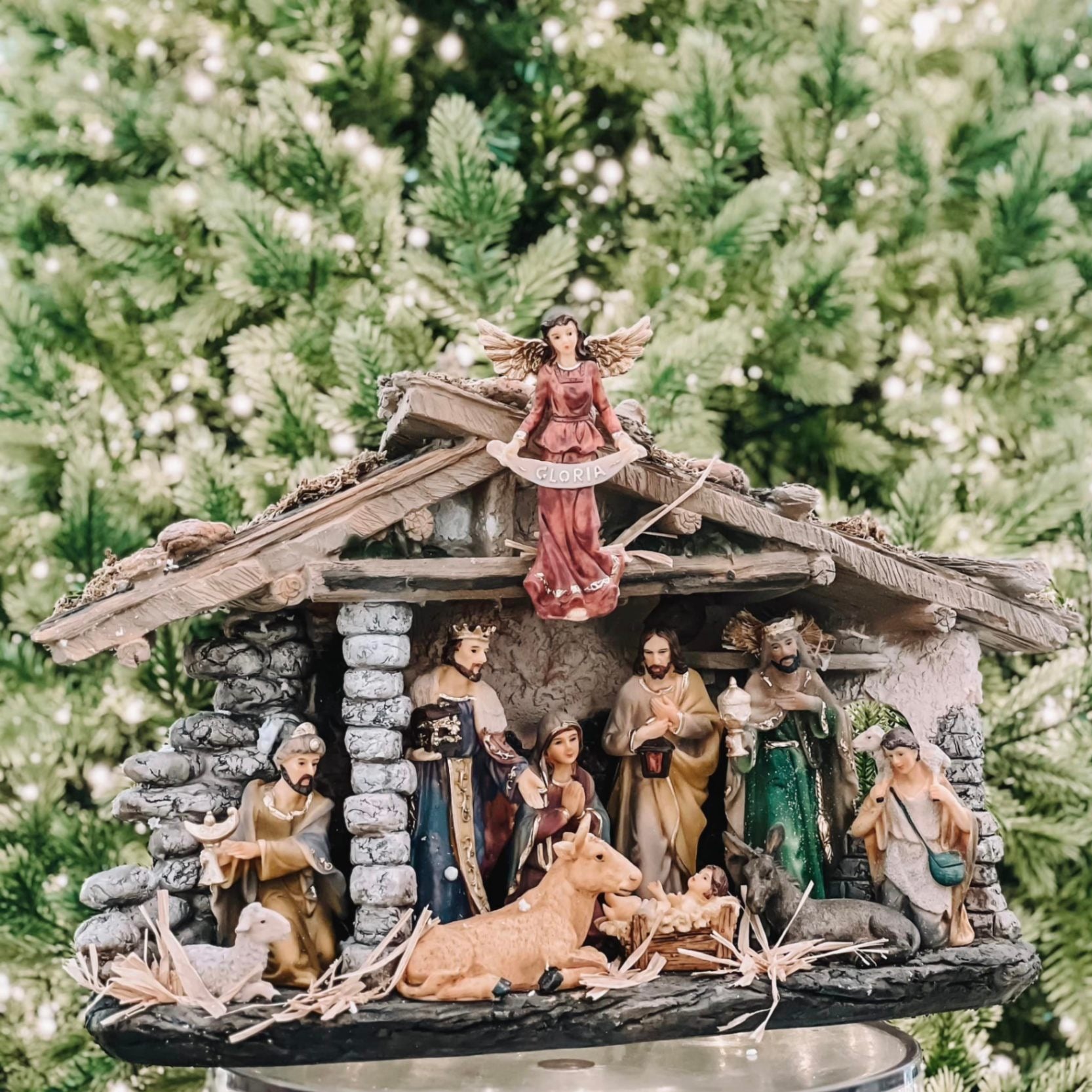 Nativity Scene with Angel and Wise Men, Christmas Manger Set, Holy Family Religious Decor, Classic Holiday Display, Spiritual Gift